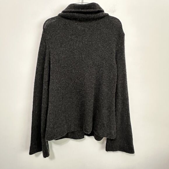 Emanuel Ungaro Cardigan Cape L One Button Dark Gray SOFT knit Long Sleeve Open - Picture 10 of 11